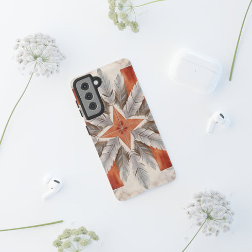 Silver Feather Compass - Impact Resistant Phone Case